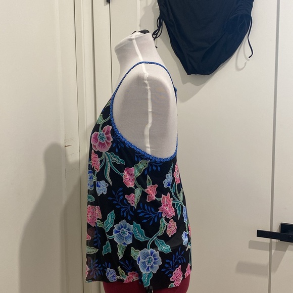 Beach House Floral Fantasy Kerry Mesh Tankini Swimsuit |Size 12/14 - Picture 9 of 13